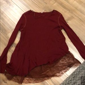Free People Thermal with Lace Asymmetrical Detail